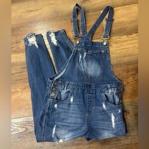 Almost Famous Distressed Denim Overalls